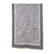 Load image into Gallery viewer, THSS2631:Grey White: ReversibleAnimal Print Scarf
