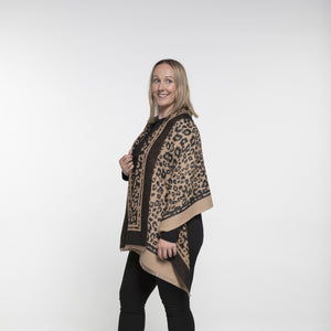 THSS2632: Black Tan: Reversible Animal Print Scarf