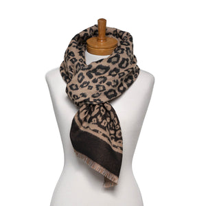 THSS2632: Black Tan: Reversible Animal Print Scarf