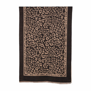 THSS2632: Black Tan: Reversible Animal Print Scarf