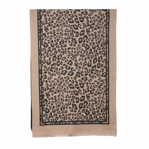 THSS2632: Black Tan: Reversible Animal Print Scarf