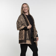 Load image into Gallery viewer, THSS2632: Black Tan: Reversible Animal Print Scarf
