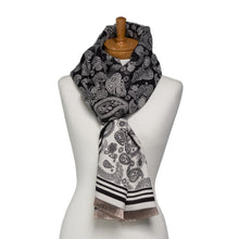 Load image into Gallery viewer, THSS2637: Black: Reversible Paisley Pattern Scarf
