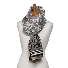 Load image into Gallery viewer, THSS2637: Black: Reversible Paisley Pattern Scarf
