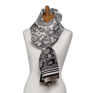 THSS2637: Black: Reversible Paisley Pattern Scarf