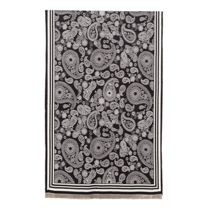 THSS2637: Black: Reversible Paisley Pattern Scarf