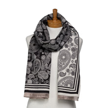 Load image into Gallery viewer, THSS2637: Black: Reversible Paisley Pattern Scarf
