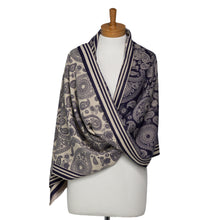 Load image into Gallery viewer, THSS2638: Navy: Reversible Paisley Pattern Scarf
