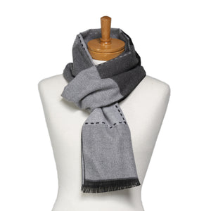 THSS2650: Dark Grey: Multi Coloured Squares Scarf