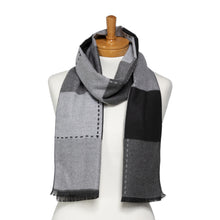 Load image into Gallery viewer, THSS2650: Dark Grey: Multi Coloured Squares Scarf
