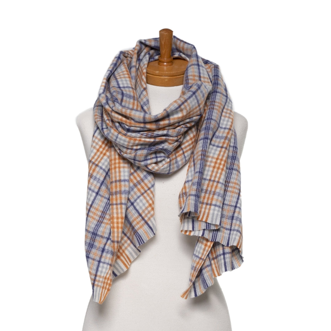 THSS2652: Burnt Orange: Plaid Pattern Scarf