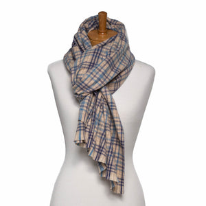 THSS2653: Navy: Plaid Pattern Scarf