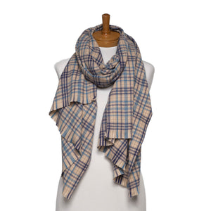 THSS2653: Navy: Plaid Pattern Scarf