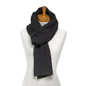 THSS2660: Black: Pattern Rib Knit Scarf