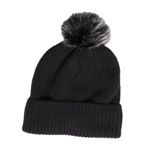 THSS2660HX: Black: Pattern Rib Knit Beanie