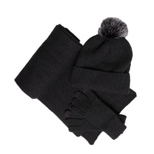 Load image into Gallery viewer, THSS2660HX: Black: Pattern Rib Knit Beanie
