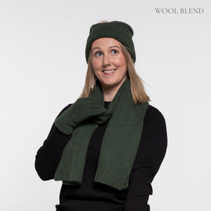 THSS2662: Forest Green: Pattern Rib Knit Scarf