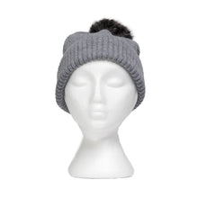 Load image into Gallery viewer, THSS2664HX: Medium Grey: Pattern Rib Knit Beanie
