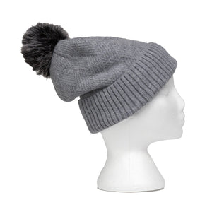 THSS2664HX: Medium Grey: Pattern Rib Knit Beanie