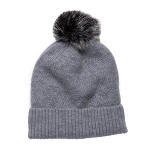 THSS2664HX: Medium Grey: Pattern Rib Knit Beanie