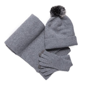 THSS2664HX: Medium Grey: Pattern Rib Knit Beanie