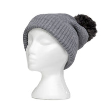 Load image into Gallery viewer, THSS2664HX: Medium Grey: Pattern Rib Knit Beanie
