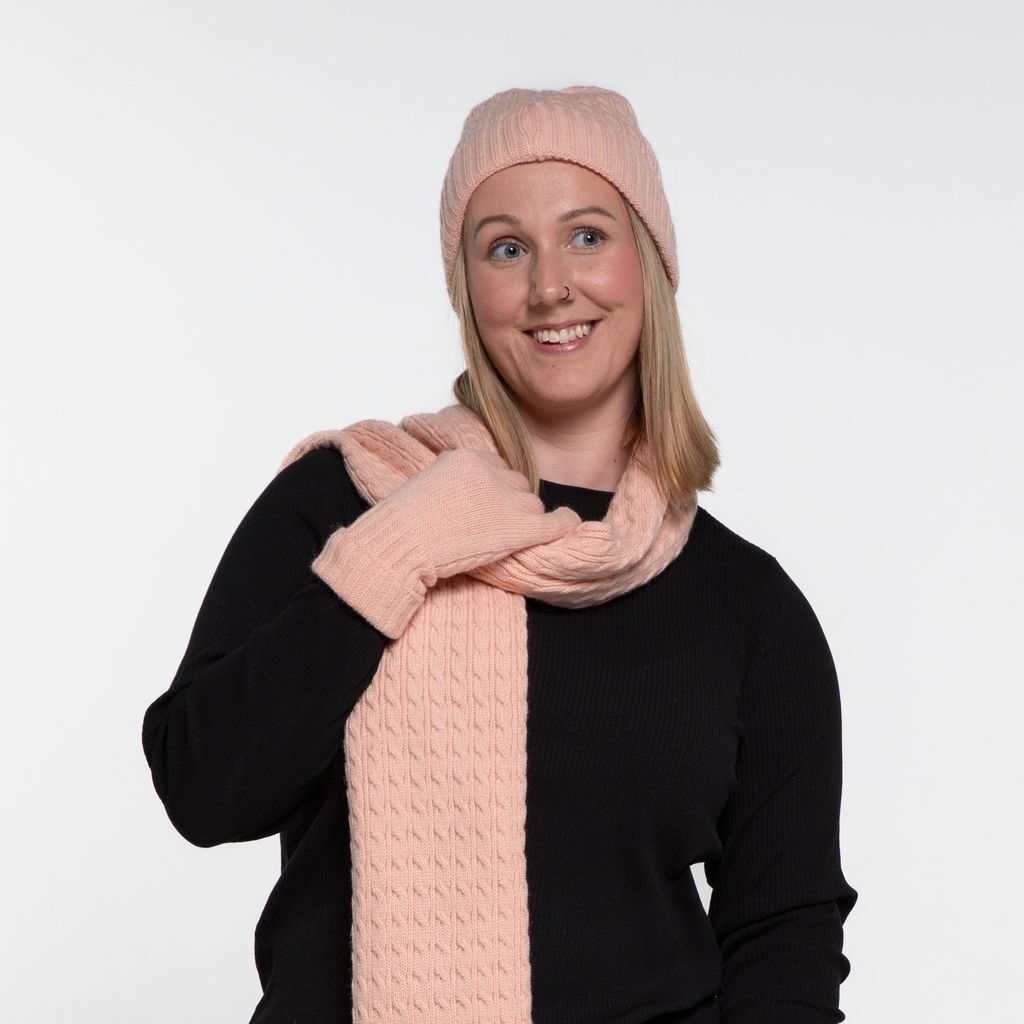 THSS2666: Peach : Cable Knit Scarf