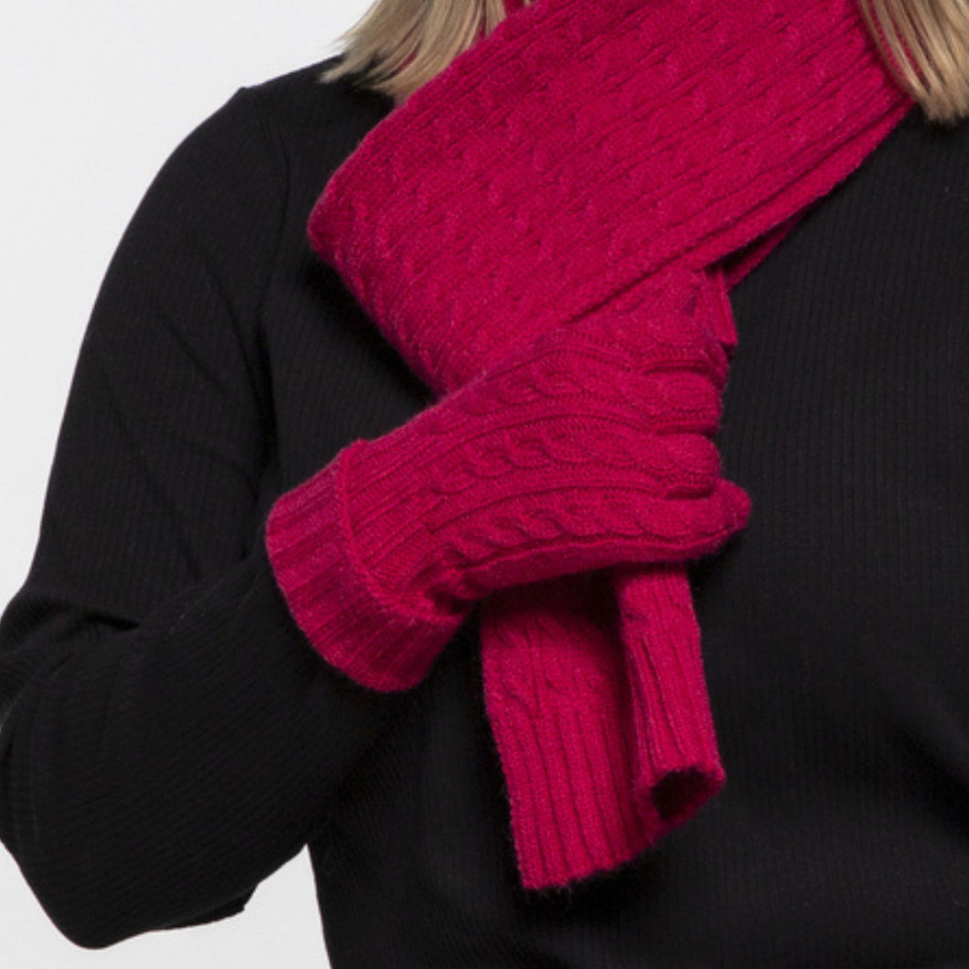 THSS2667GX: Hot Pink: Cable Knit Gloves