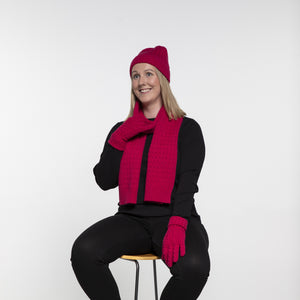 THSS2667: Hot Pink: Cable Knit Scarf