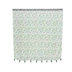 THSS2673: Green: Multi Leaves with Tassels Scarf