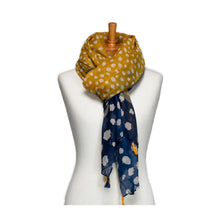 Load image into Gallery viewer, THSS2674: Navy: Multi Polka Dots with Tassels Scarf
