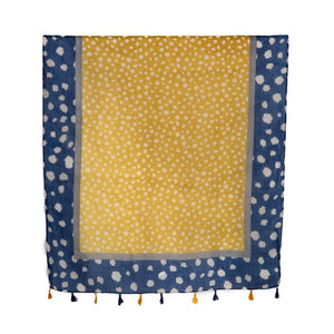 THSS2674: Navy: Multi Polka Dots with Tassels Scarf