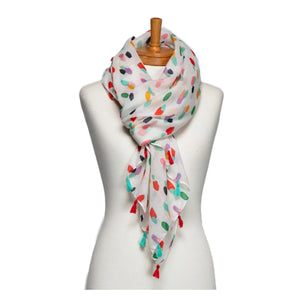 THSS2676: Multicolour: Colourful Polka Dots with Tassels Scarf