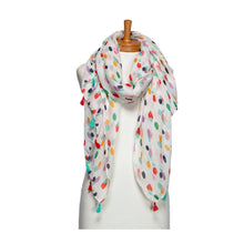 Load image into Gallery viewer, THSS2676: Multicolour: Colourful Polka Dots with Tassels Scarf
