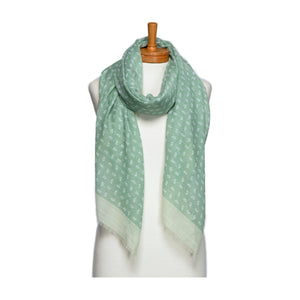 THSS2677: Mint: Little Paisley Monogram Scarf