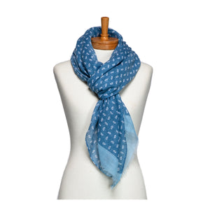 THSS2678: Blue: Little Paisley Monogram Scarf