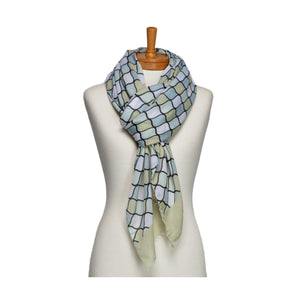 THSS2688: Light Mint: Mosaic Pattern Scarf