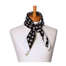 Load image into Gallery viewer, THSS2690: Black: Floral Dots Border Scarf
