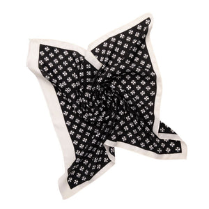 THSS2690: Black: Floral Dots Border Scarf