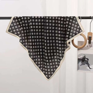 THSS2690: Black: Floral Dots Border Scarf