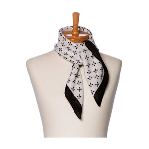 THSS2691: White: Floral Dots Border Scarf