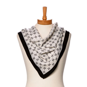 THSS2691: White: Floral Dots Border Scarf