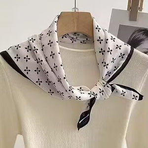 THSS2691: White: Floral Dots Border Scarf