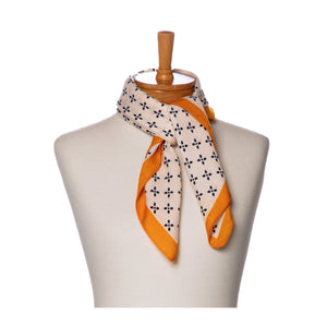 THSS2692: Tangerine: Floral Dots Border Scarf