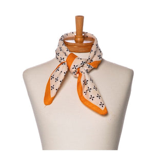 THSS2692: Tangerine: Floral Dots Border Scarf