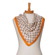 Load image into Gallery viewer, THSS2692: Tangerine: Floral Dots Border Scarf
