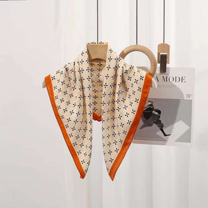 THSS2692: Tangerine: Floral Dots Border Scarf