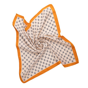 THSS2692: Tangerine: Floral Dots Border Scarf