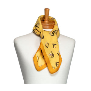 THSS2693: Marigold Yellow: Bell Flower Square Scarf