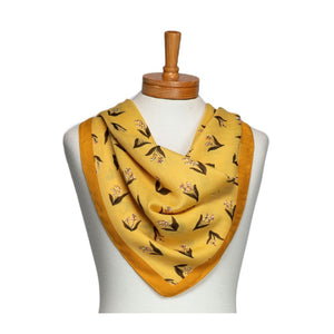 THSS2693: Marigold Yellow: Bell Flower Square Scarf